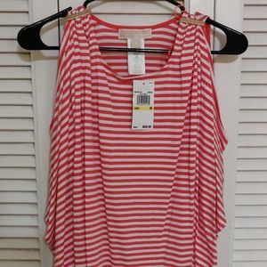 Women's Michael Kors Orange & White Striped Shirt
